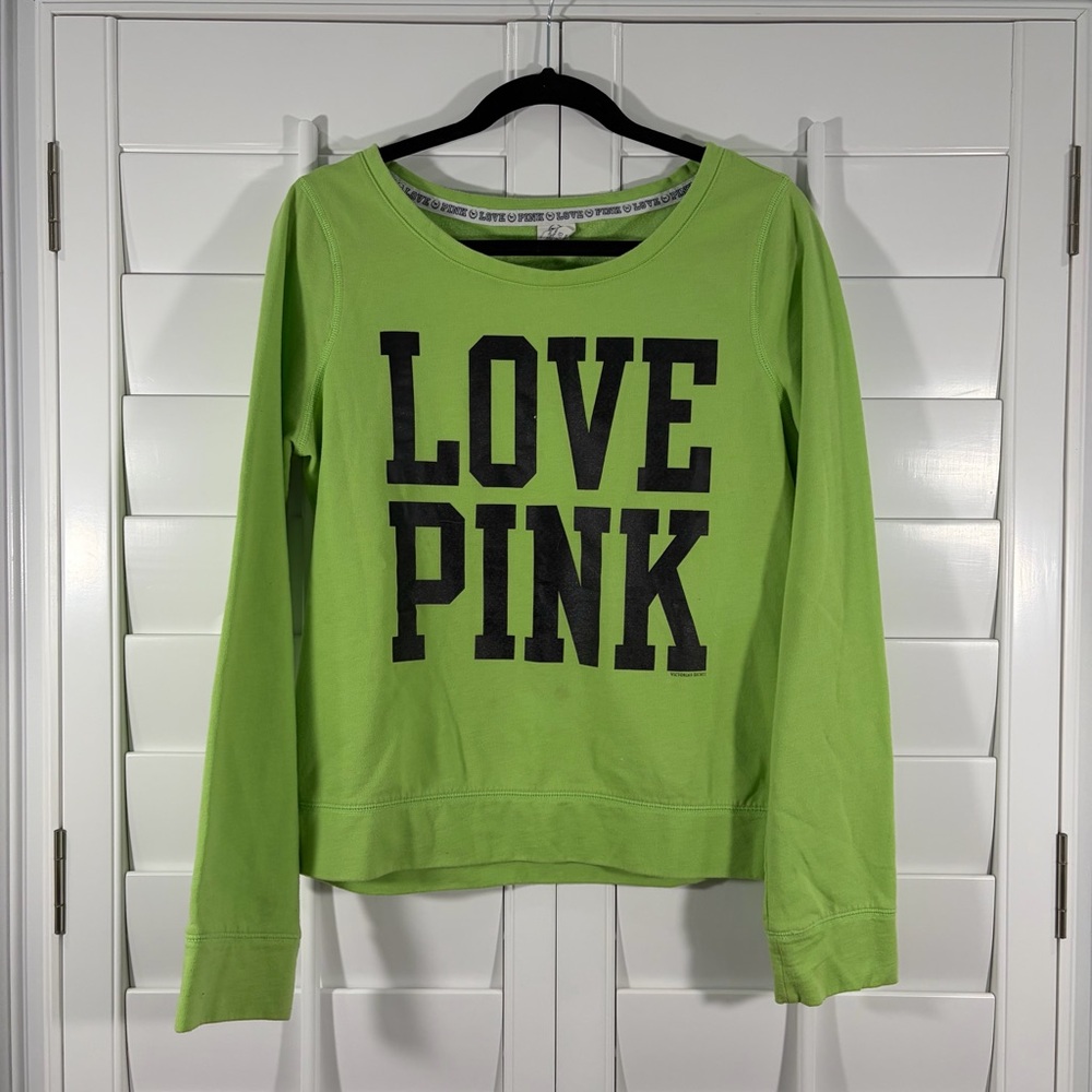 PINK VS Lime Green Sweatshirt (L)